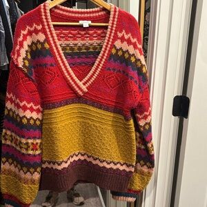 Sundance Red and Pink Knit Sweater